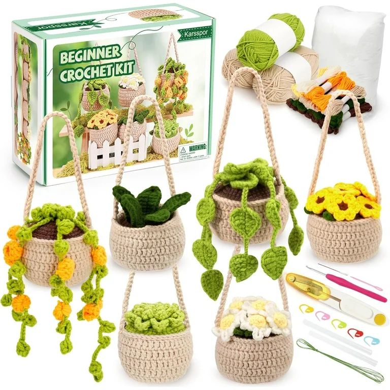 Beginner Crochet Kit for Adults - 6 PCS Hanging Potted Plants Crochet, Crochet Starter Kit with D... | Walmart (US)