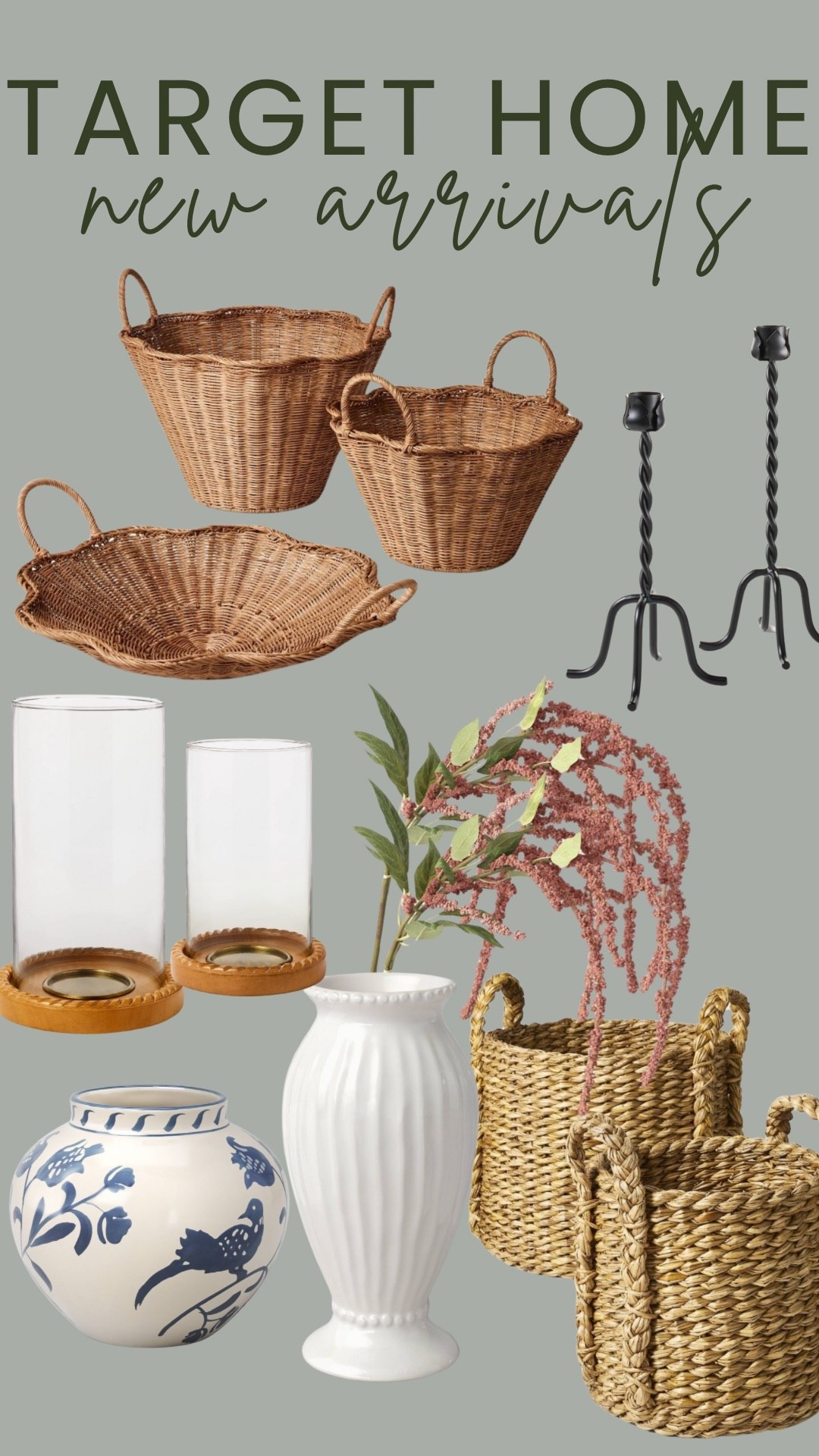 New home finds in loving! Giving me all the designer vibes- especially the candle holders and baskets! They look stencil to McGee and Co & Pottery Barn. 

Designer inspired home finds, target home decor, studio McGee, baskets, candle holders, spring stems, ceramic vases, living room, entryway, console styling, bedroom, neutral home finds, neutral home aesthetic 

#LTKFindsUnder100 #LTKSeasonal #LTKHome