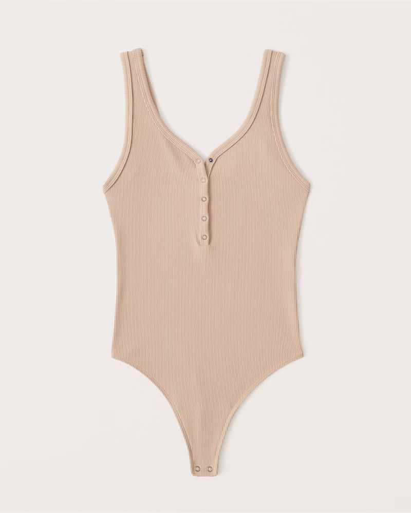 Seamless Ribbed Henley Bodysuit | Abercrombie & Fitch (US)