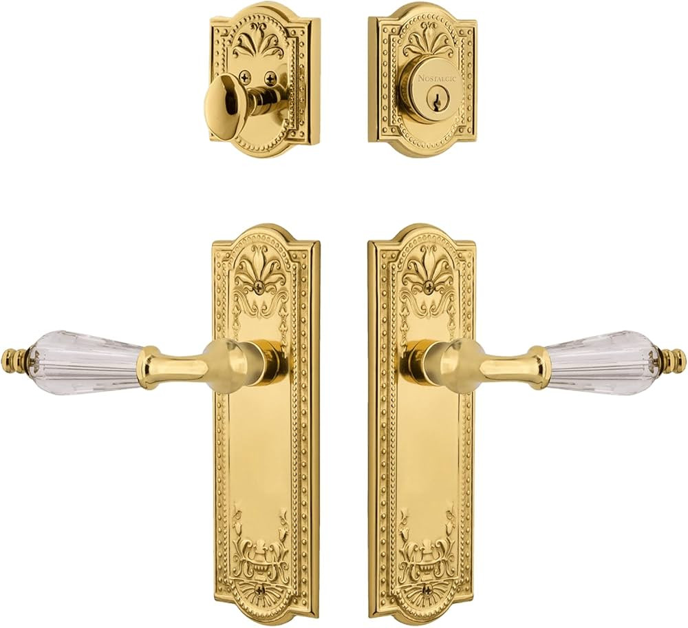 Nostalgic Warehouse Meadows Entry Set with Parlour Crystal Lever in Polished Brass-2 3/4" Backset... | Amazon (US)