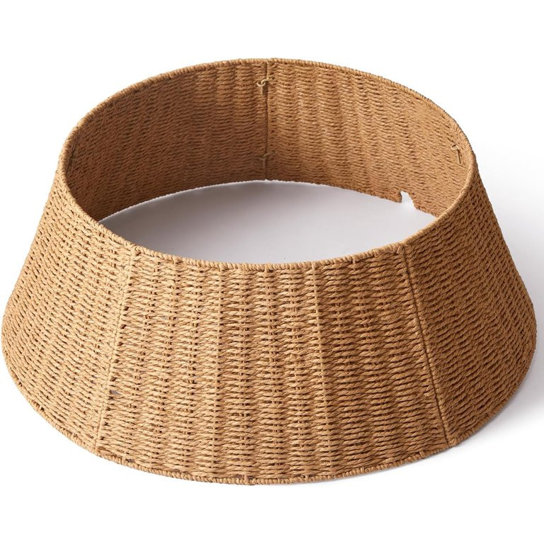 Rustic Farmhouse Christmas Tree Collar - 28Inch Woven Wicker Tree Base Stand Cover for Artificial... | Walmart (US)