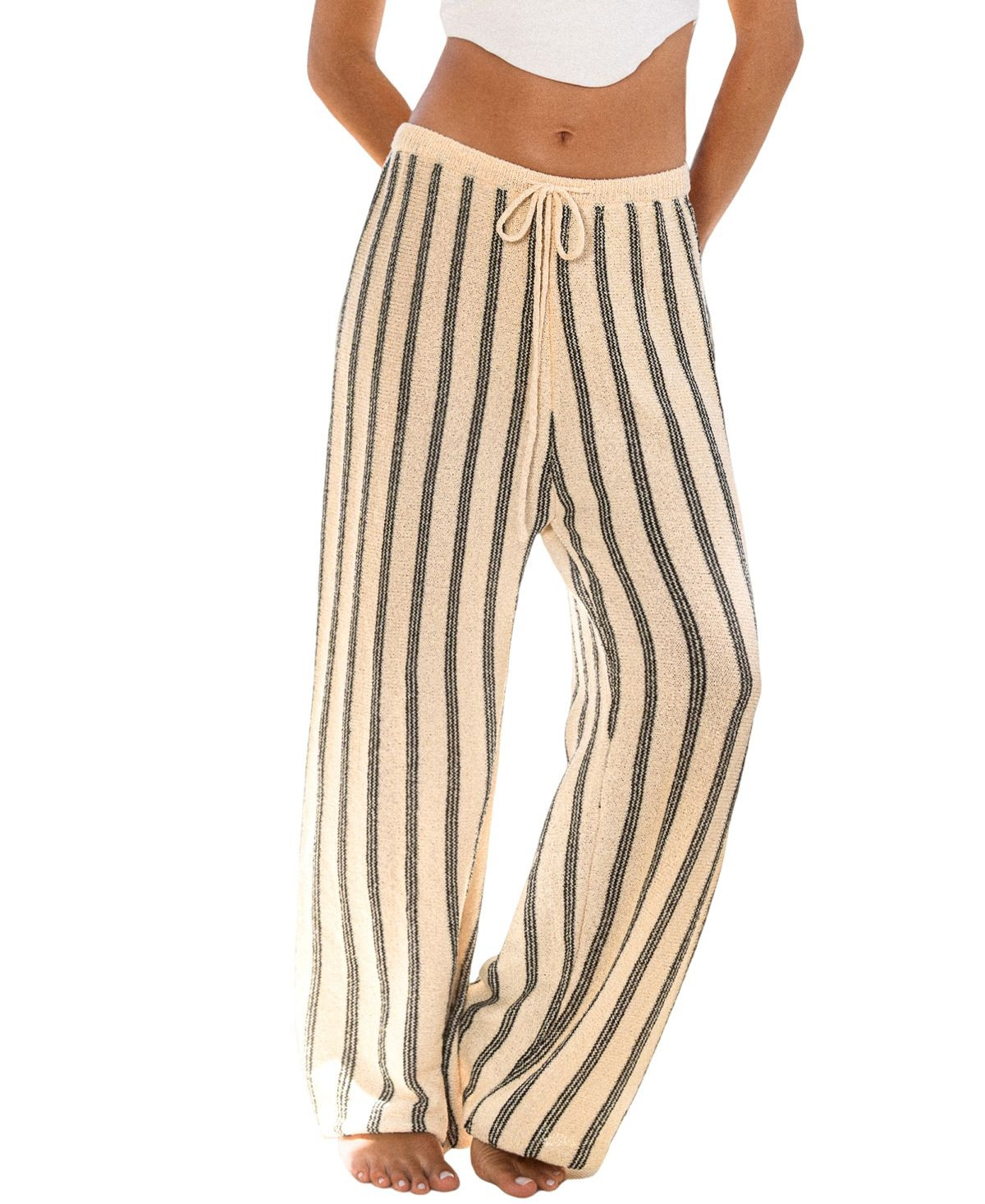 Cupshe Women's Made to Chill Striped Pants - Black | Macy's