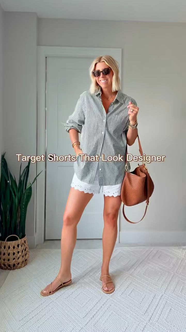 These cotton scalloped shorts look like Tuckernuck… but they’re from Target👏

Easy enough for everyday, cute enough to dress up, and perfect if you want to look pulled together in shorts without trying too hard.

I styled them two ways here — casual with a denim jacket + sandals, and a little more polished with an oversized button-down.

Such a good summer find.

Shop them below.

#LTKootd #LTKgrwm #LTKSaleAlert