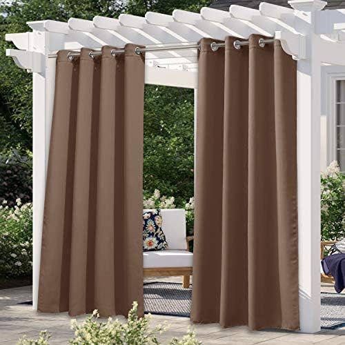 NICETOWN Outdoor Curtain for Patio Waterproof Extra Long W52 x L108, Rustproof Grommet Public Div... | Amazon (US)