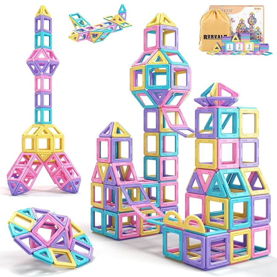 Toddler Girl Toys, Magnetic Tiles Basic Set, Birthday Gifts Ideas for Girls Age 3-5, Magnetic Bui... | Amazon (US)