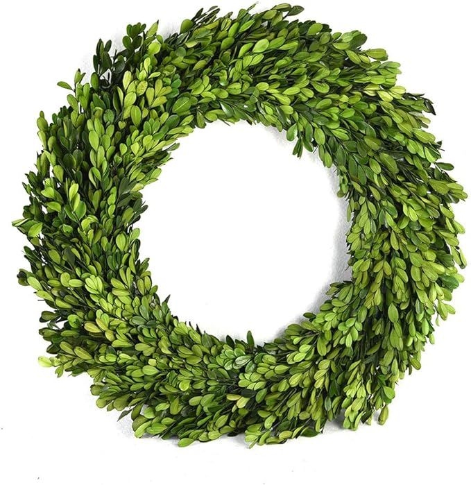 BoxwoodValley Preserved Boxwood Wreath 16 inch Year Round Green Wreath for Halloween, Christmas W... | Amazon (US)
