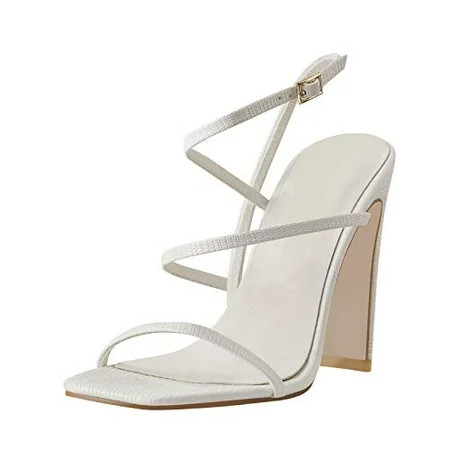 Yolkomo White Ankle Strap Heel for Women Wedding Gladiator Strappy Heel Sandals Stiletto High Heel P | Walmart (US)