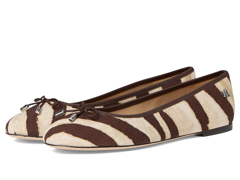 Lauren Ralph Lauren Jayna Zebra-print Canvas Flats High Women's Heels Zebra/Dark Hickory : 7 B - Medium | Zappos