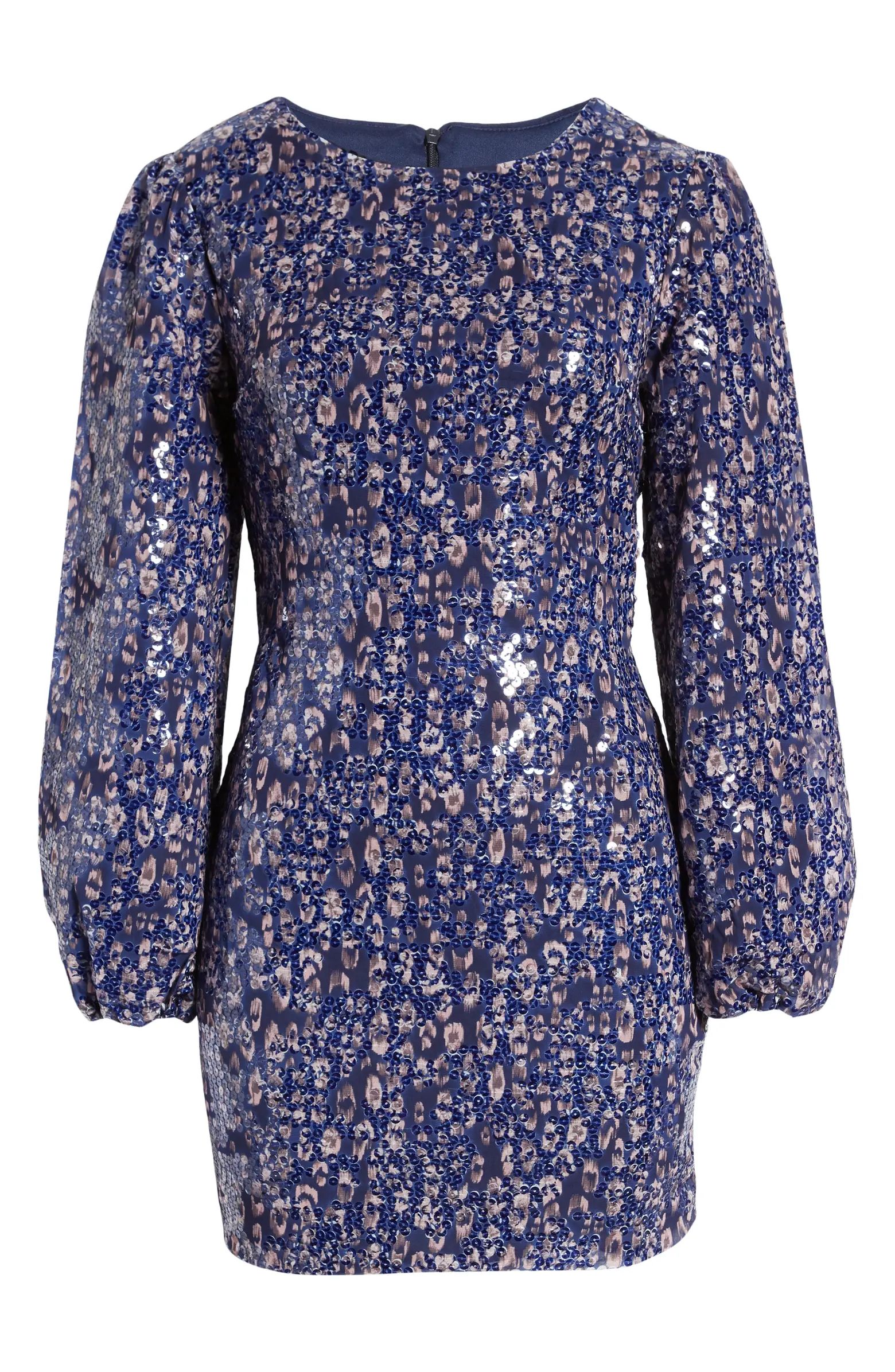 BTFL-life Print Sequin Long Sleeve Dress | Nordstrom | Nordstrom