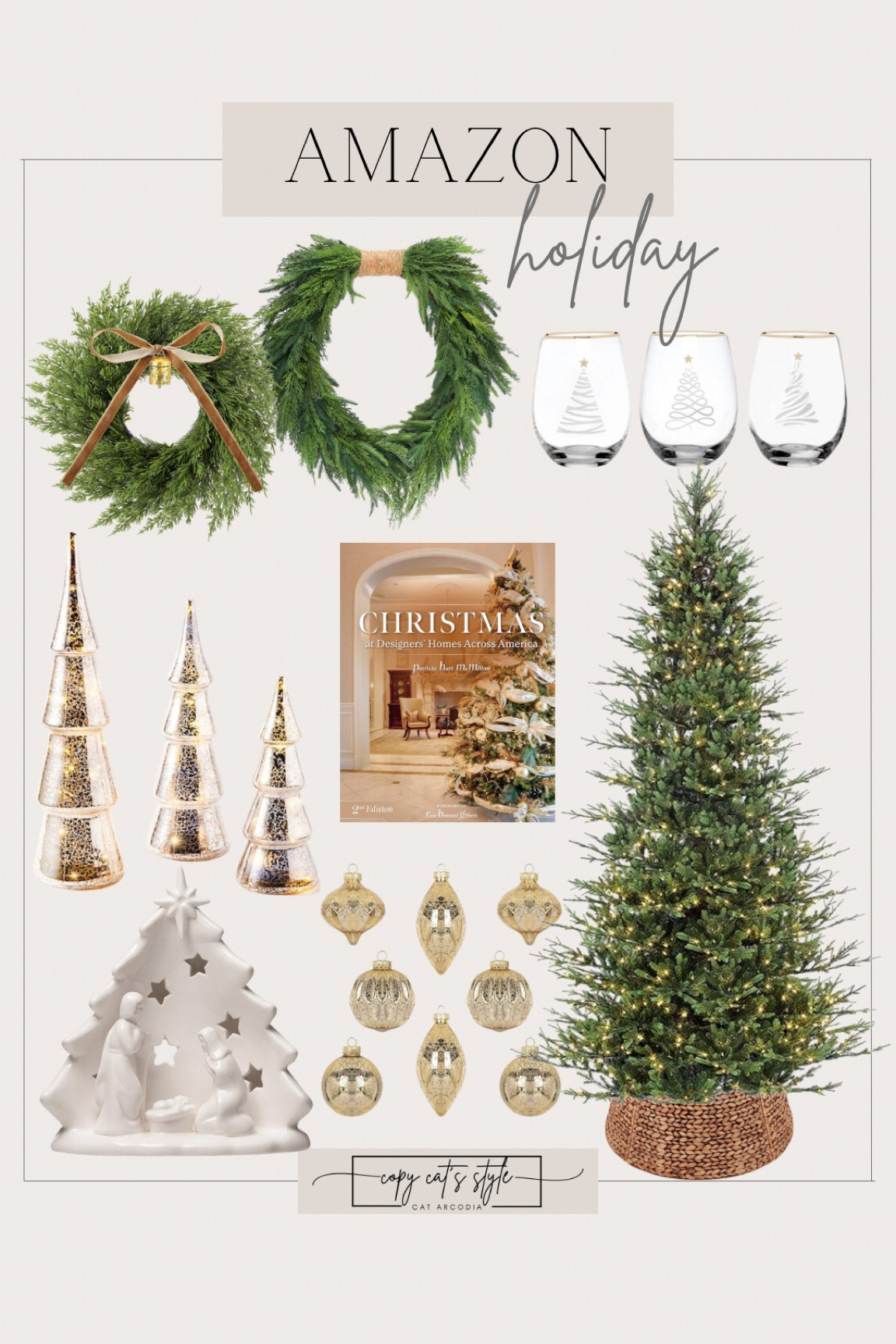 Amazon holiday! Holiday finds, Christmas decorations, holiday decor, neutral Christmas, holiday glasses, Christmas ornaments, Christmas wreaths, holiday coffee table books. 

#LTKHome #LTKHoliday #LTKSeasonal