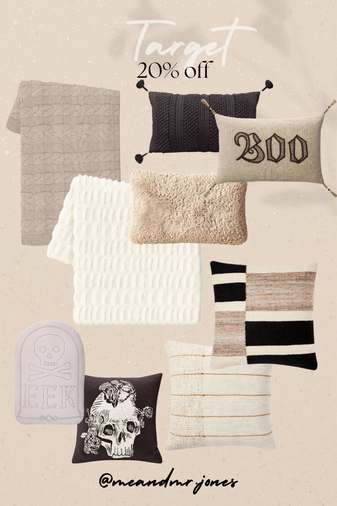 Throw blankets and pillows are 20% off with Target circle!! #homesweetjones #meandmrjones #fallhomedecor #halloweendecor 

#LTKhome #LTKSeasonal #LTKunder50