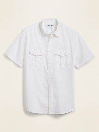 Relaxed-Fit Linen-Blend Utility Shirt for Men | Old Navy (US)