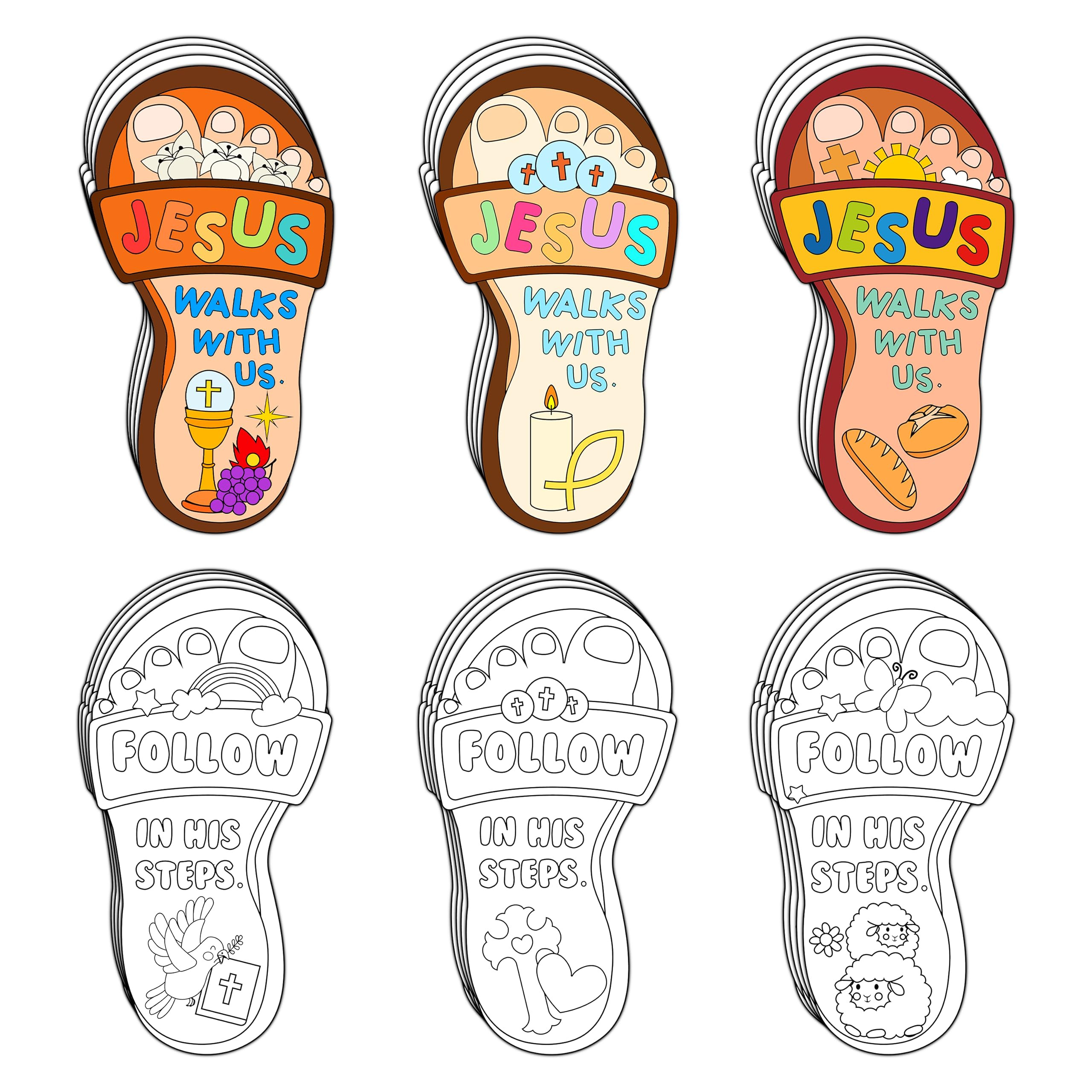 Dvbonike 24Pcs Sunday School Crafts for Kids Color Your Own Jesus Walks with Us Craft Kit Christi... | Amazon (US)