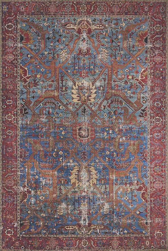 Loloi II Loren Blue / Red 5'-0" x 7'-6" Area Rug | Amazon (US)