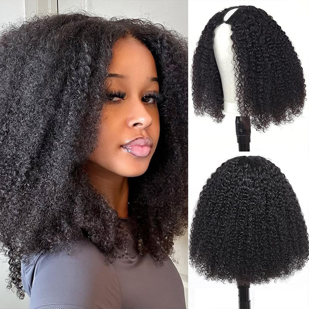Afro Kinky Curly V Part Wigs With Drawstring For Black Women,200% Density Kinky Curly V Part Huma... | Amazon (US)