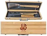 Engraved Monogram Fathers Day BBQ Grill Set with Bamboo Case - BBQ.07 | Amazon (US)