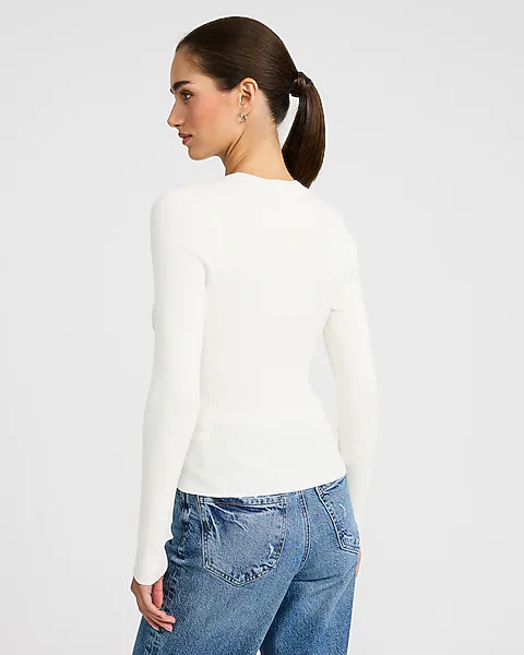 Silky Soft Fitted Ribbed Crew Neck Sweater | Express
