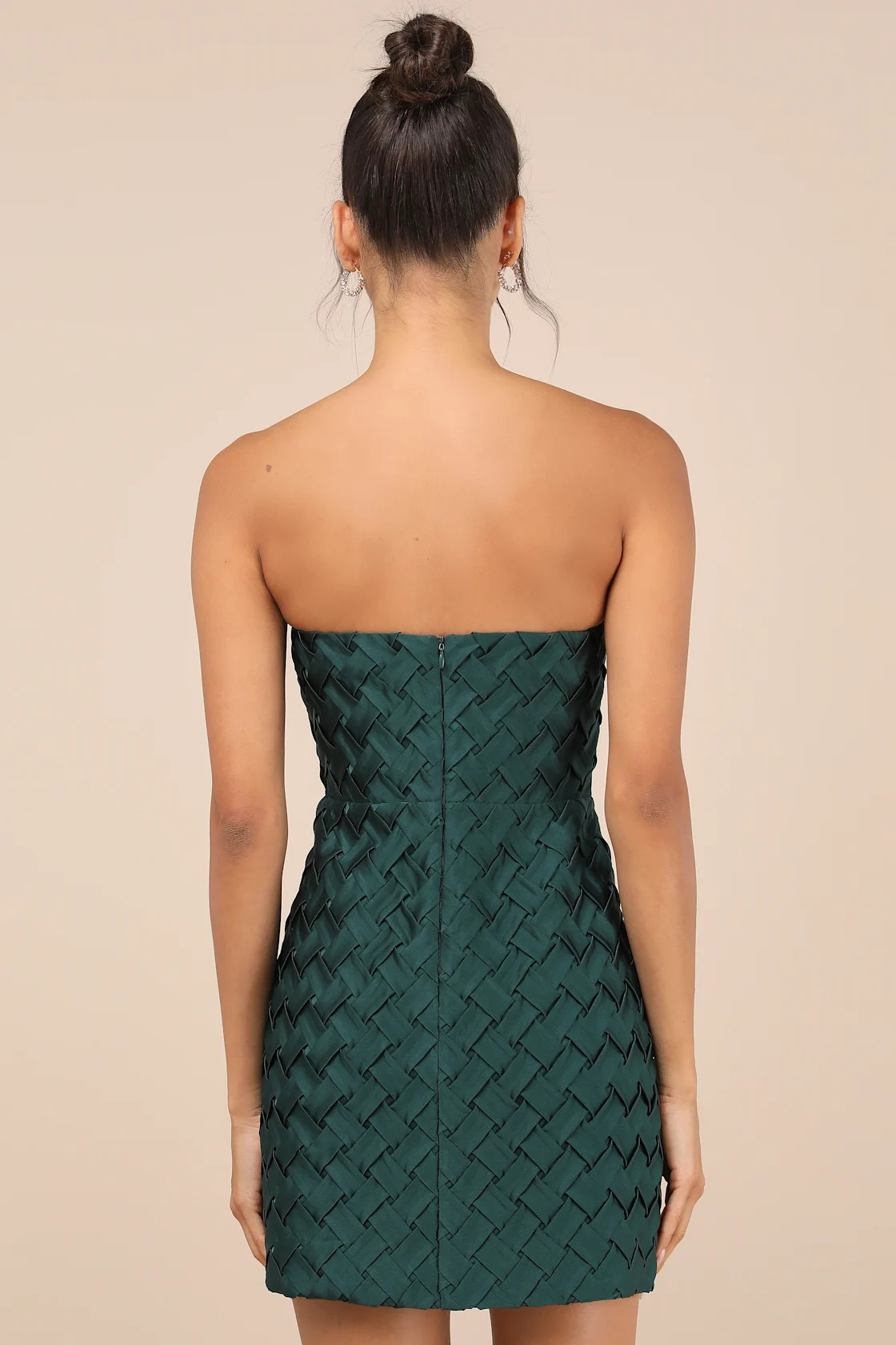 Modern Event Emerald Woven Texture Strapless Bodycon Mini Dress | Lulus