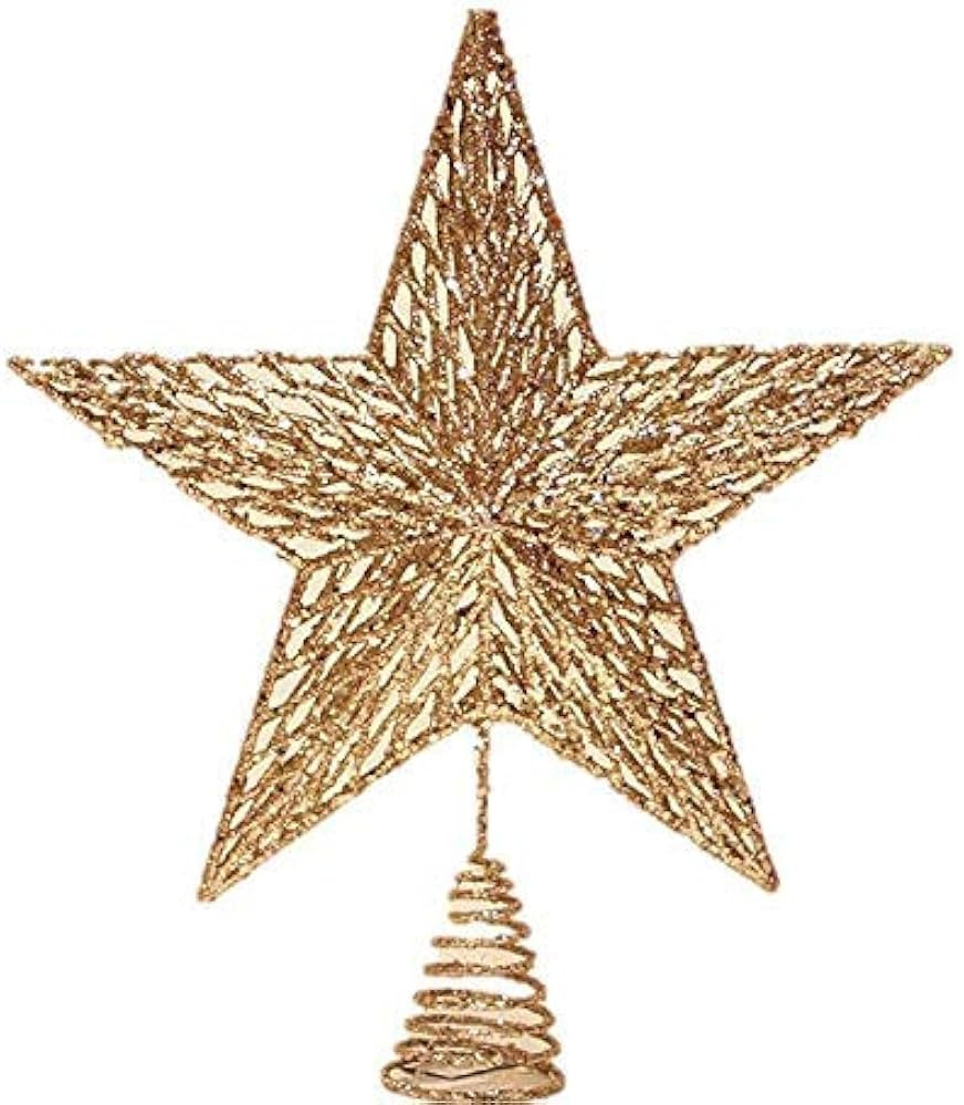 Gisela Graham Christmas White Gold Colour Glitter Tree Top Star Topper 32cm | Amazon (UK)