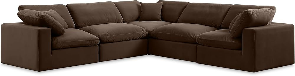 Meridian Furniture Comfy Collection Modern | Contemporary Upholstered Modular Sectional, Soft Vel... | Amazon (US)