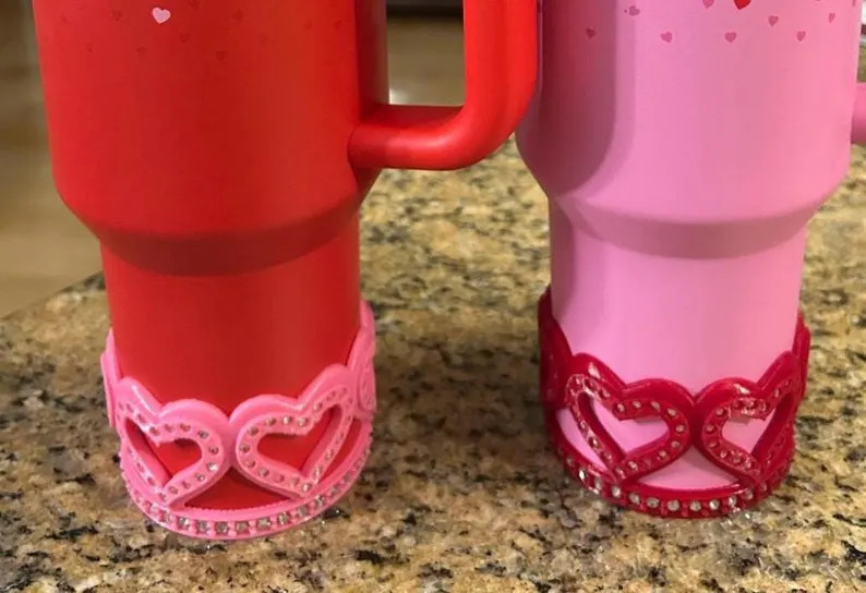 Rhinestone Valentine Heart Tumbler Boot, Red White, Protective Sleeve, HOT SELLER | Etsy (US)