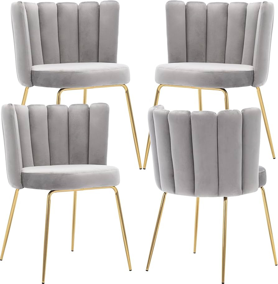 Hyfirm Dining Chairs Set of 4 Modern Velvet Mid-Back Armless Accent Chair, Elegant Upholstered Ki... | Amazon (US)