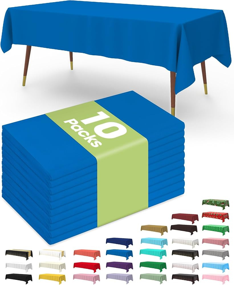 Pureegg Plastic Table Cloth Disposable 54x108 Inch 10 Pack, Blue | Amazon (US)