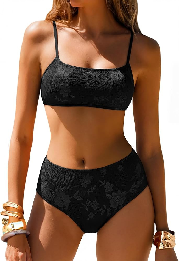 ANRABESS Womens High Waisted Bikini Sets 2 Piece Swimsuits Cute Lace Square Neck Modest Bathing S... | Amazon (US)