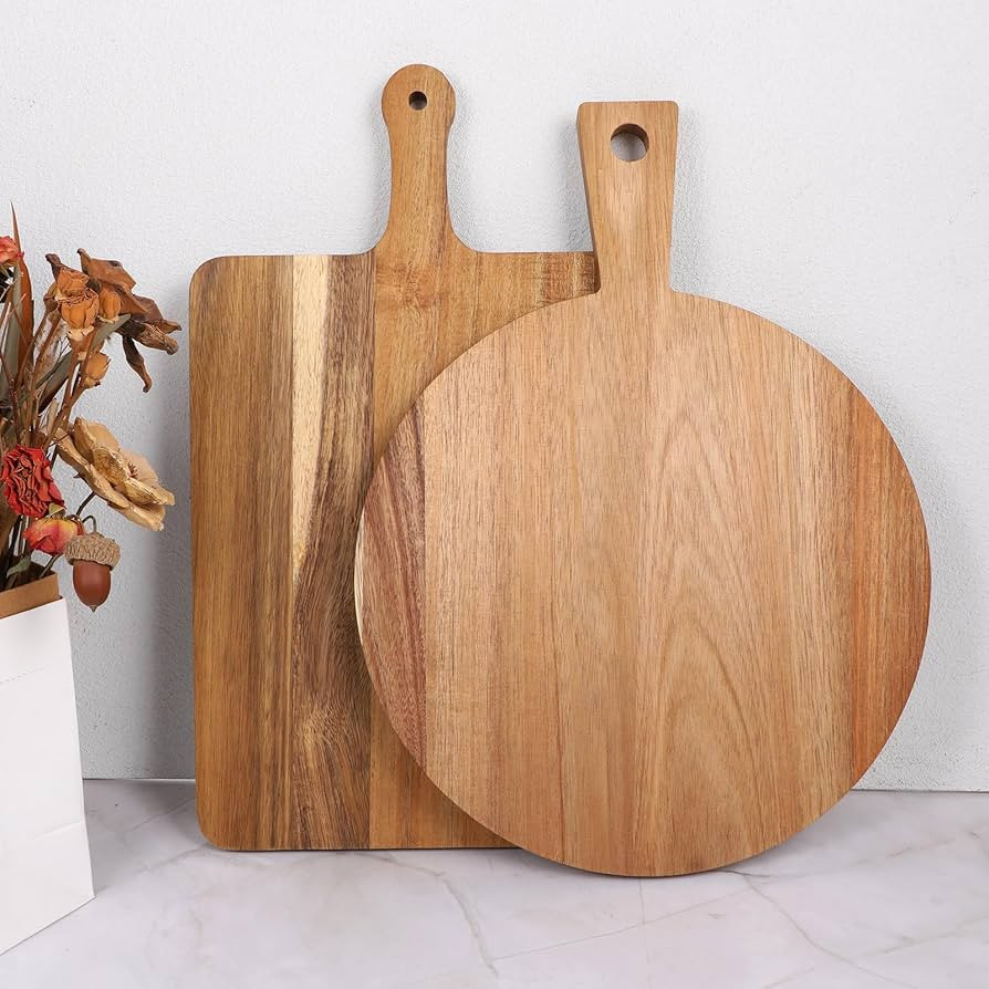 2 Pcs Wood Cutting Board with Handle Decorative Wooden Serving Board Large Chopping Cutting Board... | Amazon (US)