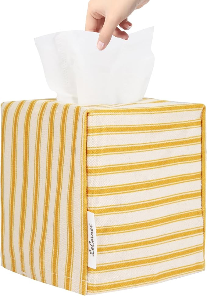 Tissue Box Cover, Fabric Tissue Box Holder Square, Stylish Toilet Paper Storage, Modern Bathroom ... | Amazon (US)