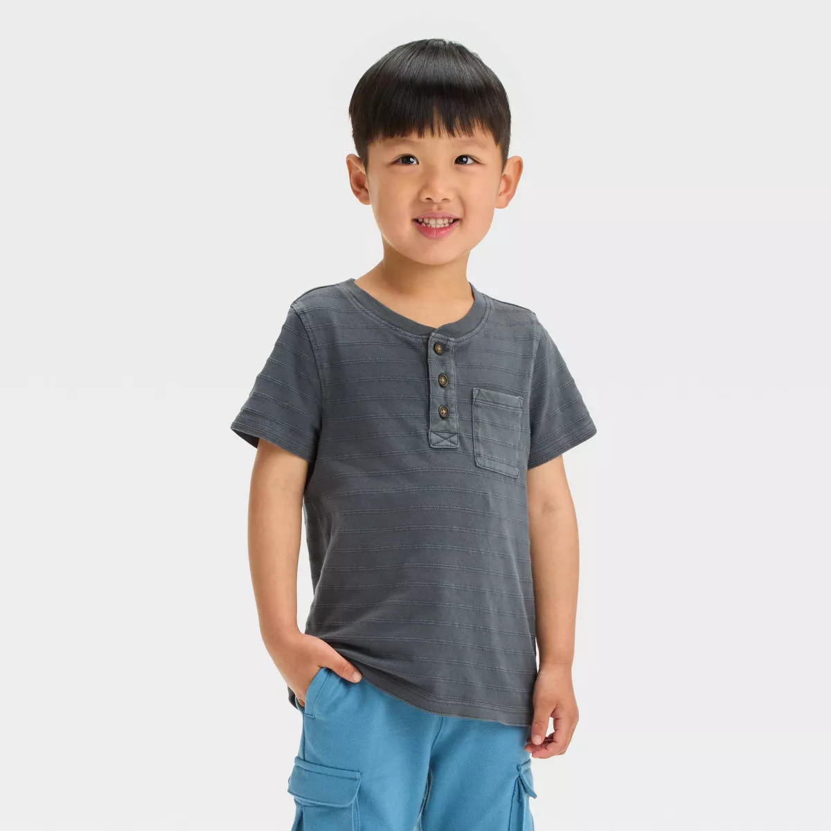 Toddler Boys' Solid Short Sleeve Henley T-Shirt - Cat & Jack™ | Target