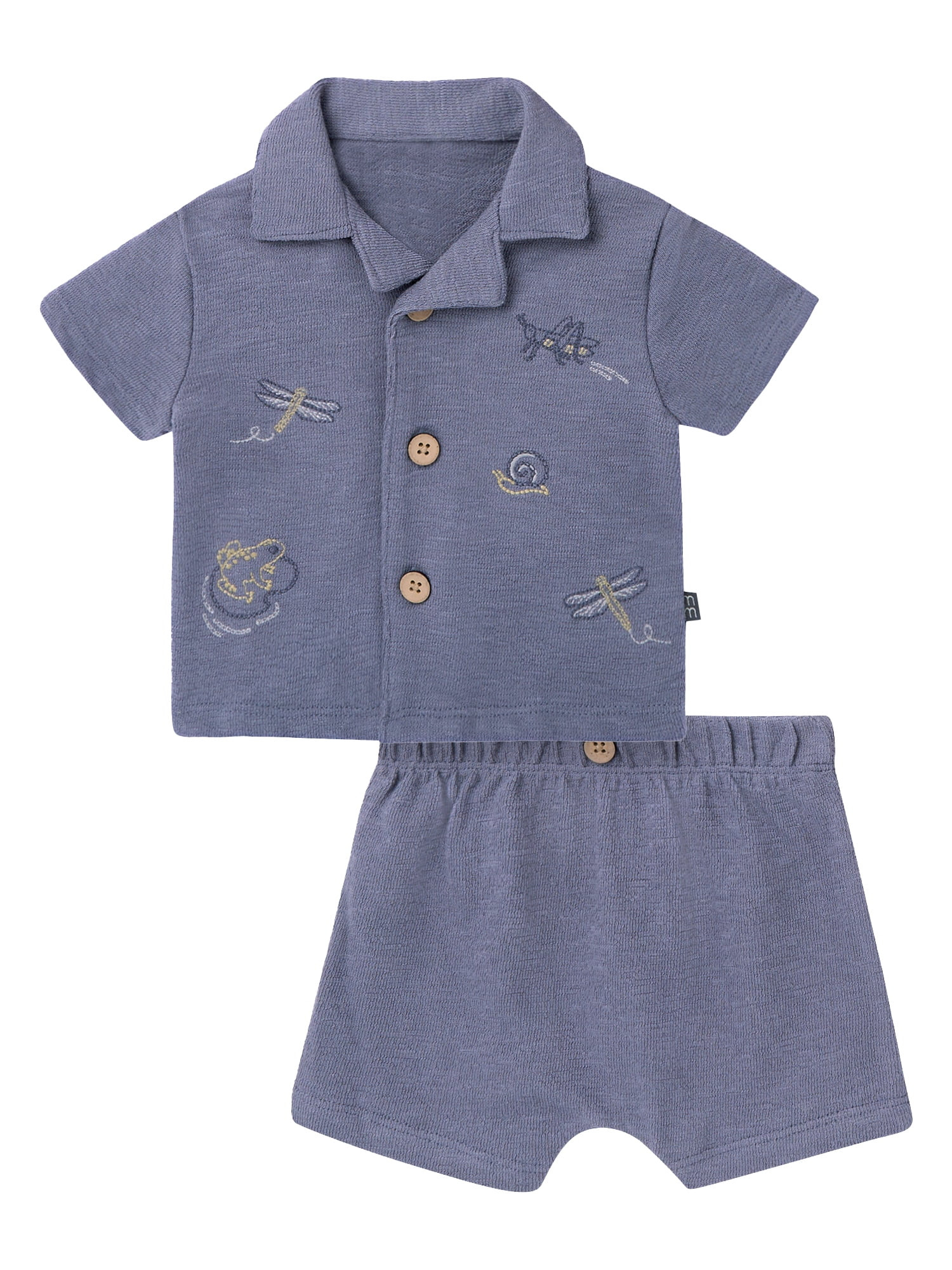 Modern Moments by Gerber Baby Boy Button Down Shirt and Short Set, 2-Piece, Sizes 0/3 Months - 24... | Walmart (US)
