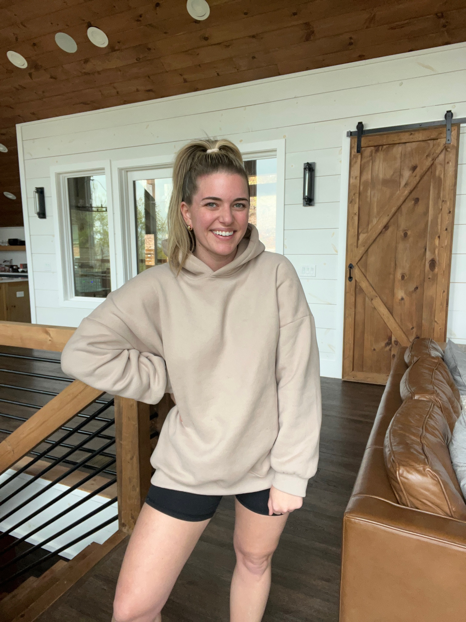 Bike shorts TTS - M 5” 
The comfiest hoodie ever. Incredible amazon find. Sooo soft and cozy - looks & feels so high end. 10/10. Sized up 1 to L in “coffee grey” color. ⭐️ 

#LTKunder50 #LTKFind #LTKtravel