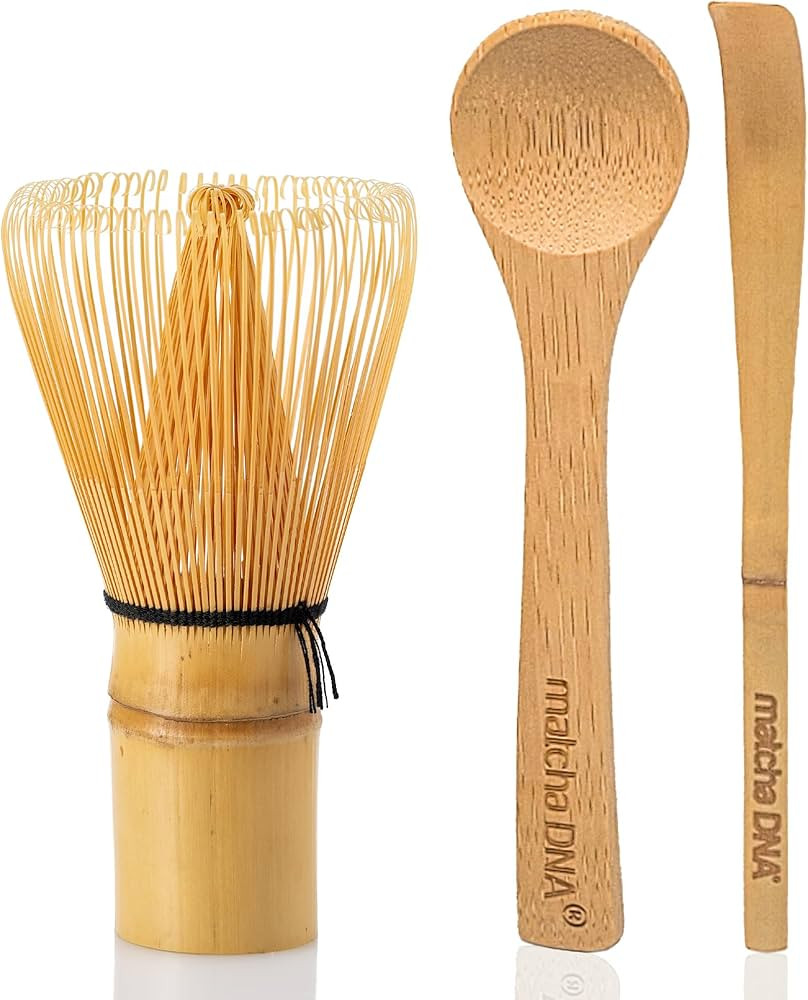 Bamboo Matcha Whisk with Bamboo Spoon and Hooked Bamboo Scoop (Chashaku) Set by MATCHA DNA - Trad... | Amazon (US)