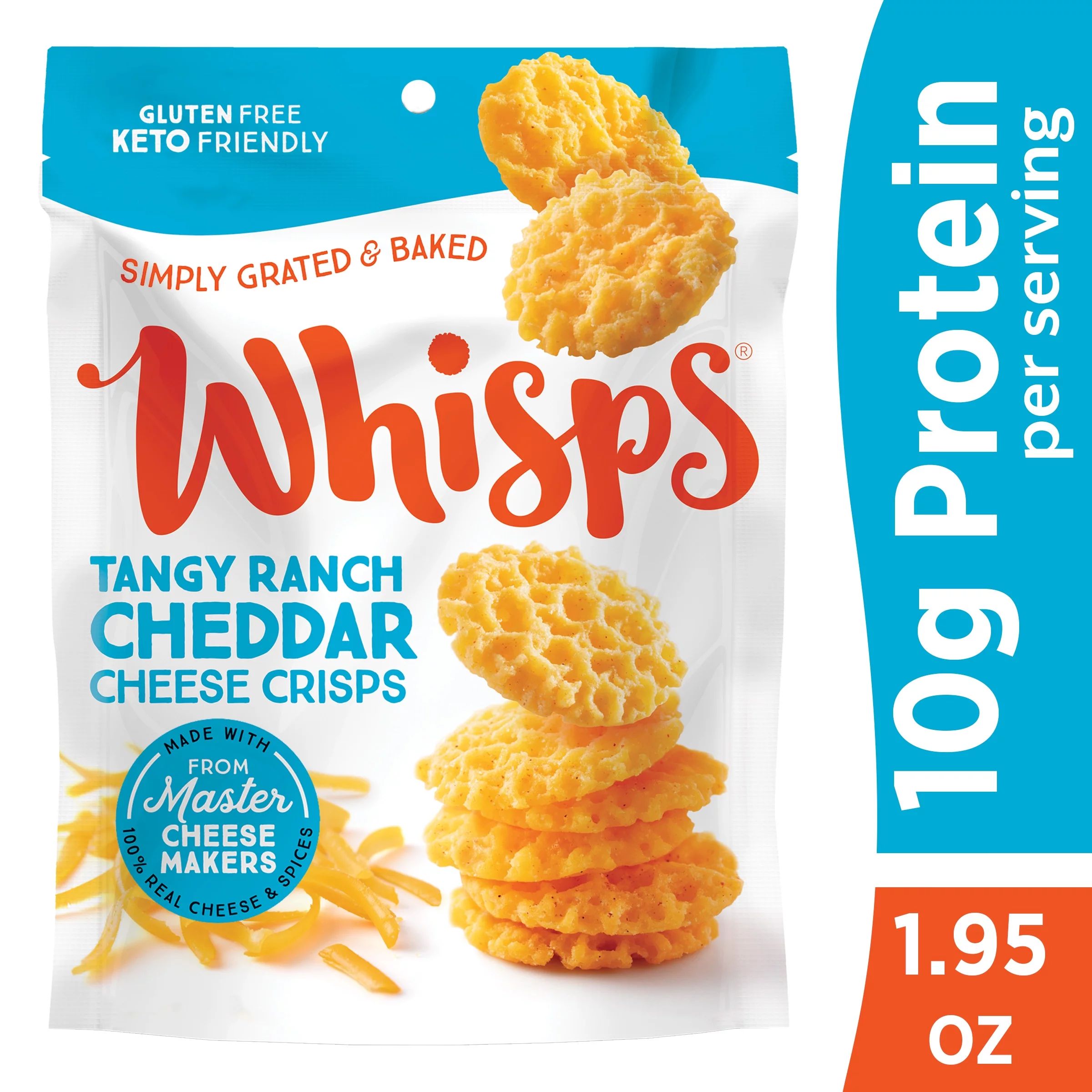 Whisps Tangy Ranch Cheddar Cheese Crisps, 100% Real Cheese Baked Snack, 1.95 oz | Walmart (US)
