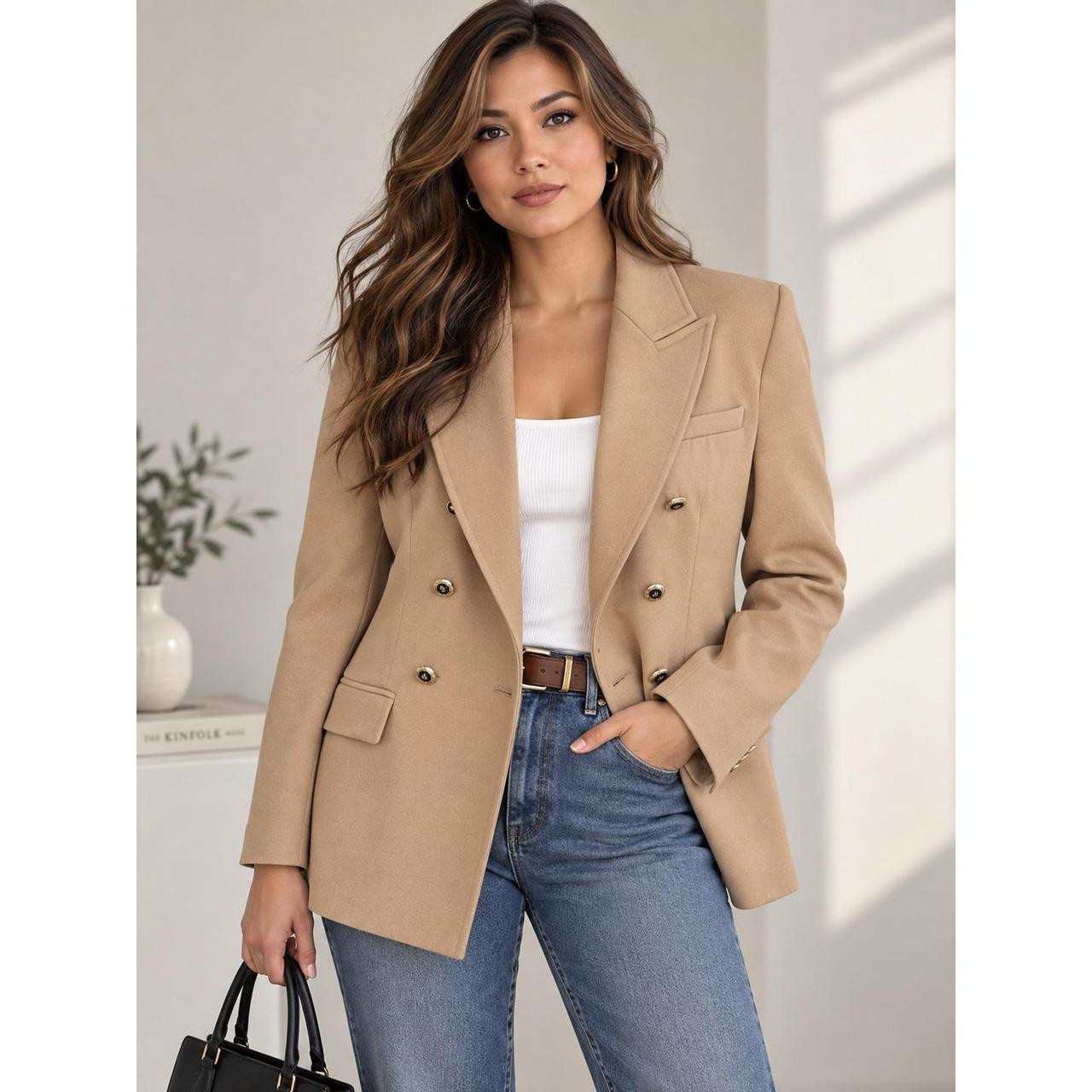 Zara Women's Tailored jacket - Tan | Depop US