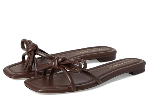 Loeffler Randall Women's Hadley Leather Bow Flat Sandals, Chocolate, 6.5 Medium | Amazon (US)