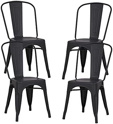 Bronte Living Metal Dining Chairs Tolix Style with Rubber Protectors and Comfortable High Backrest f | Amazon (CA)