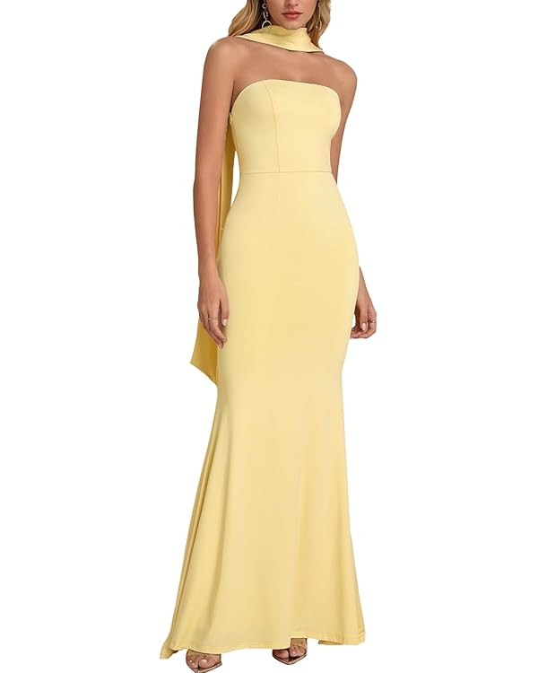 Auraxe 2026 Women's Bodycon Formal Maxi Dresses Elegant Tube Summer Wedding Guest Cocktail Party ... | Amazon (US)