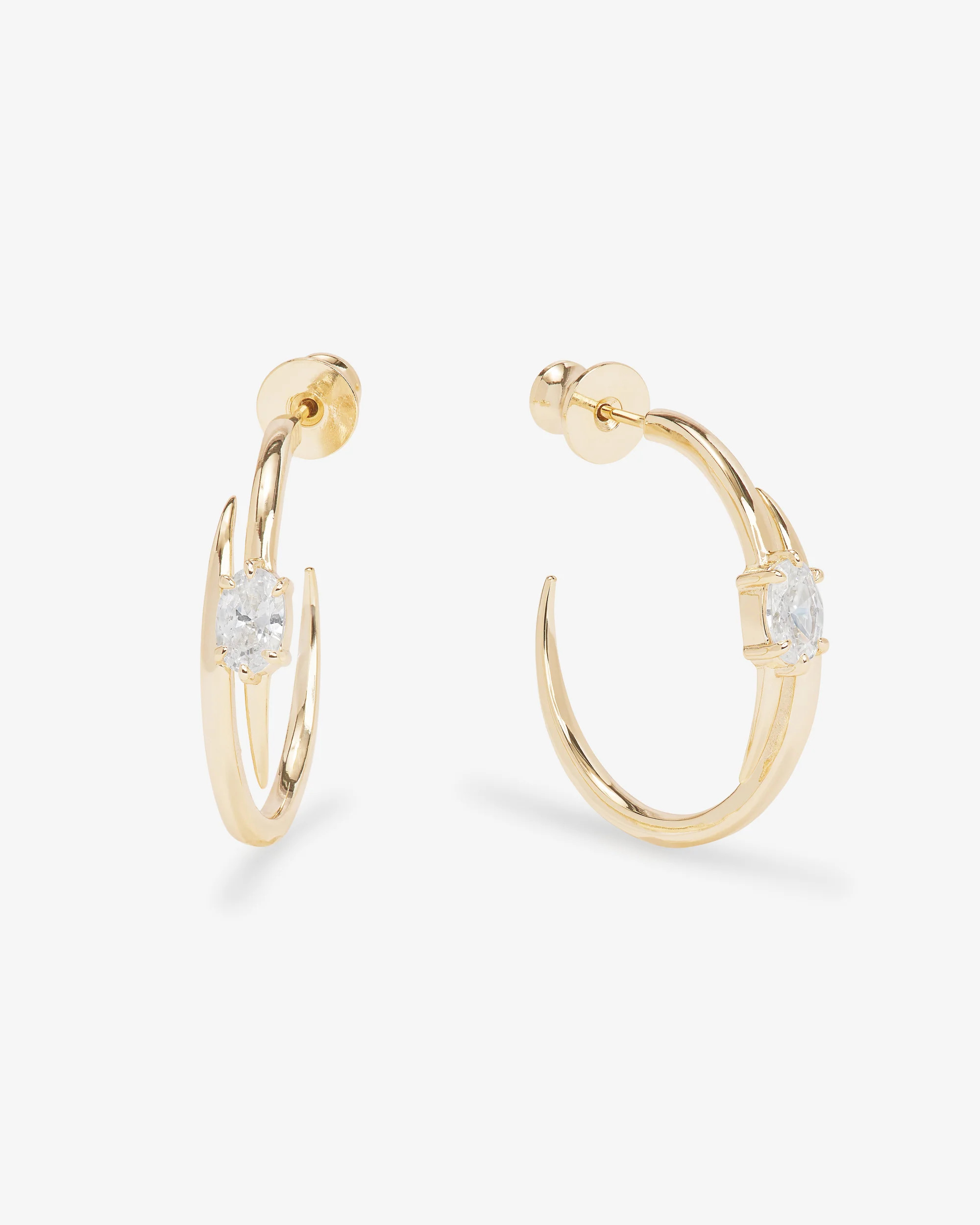 She's on Point Lasso Hoops 1" - Gold|White Diamondettes | Melinda Maria Jewelry