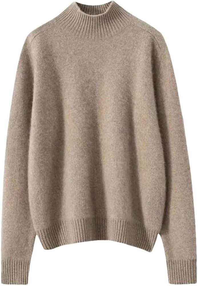 Women's Cashmere Knit Sweater Pullovers Solid Thicken Casual Loose Large Size Long Sleeve Tops | Amazon (US)