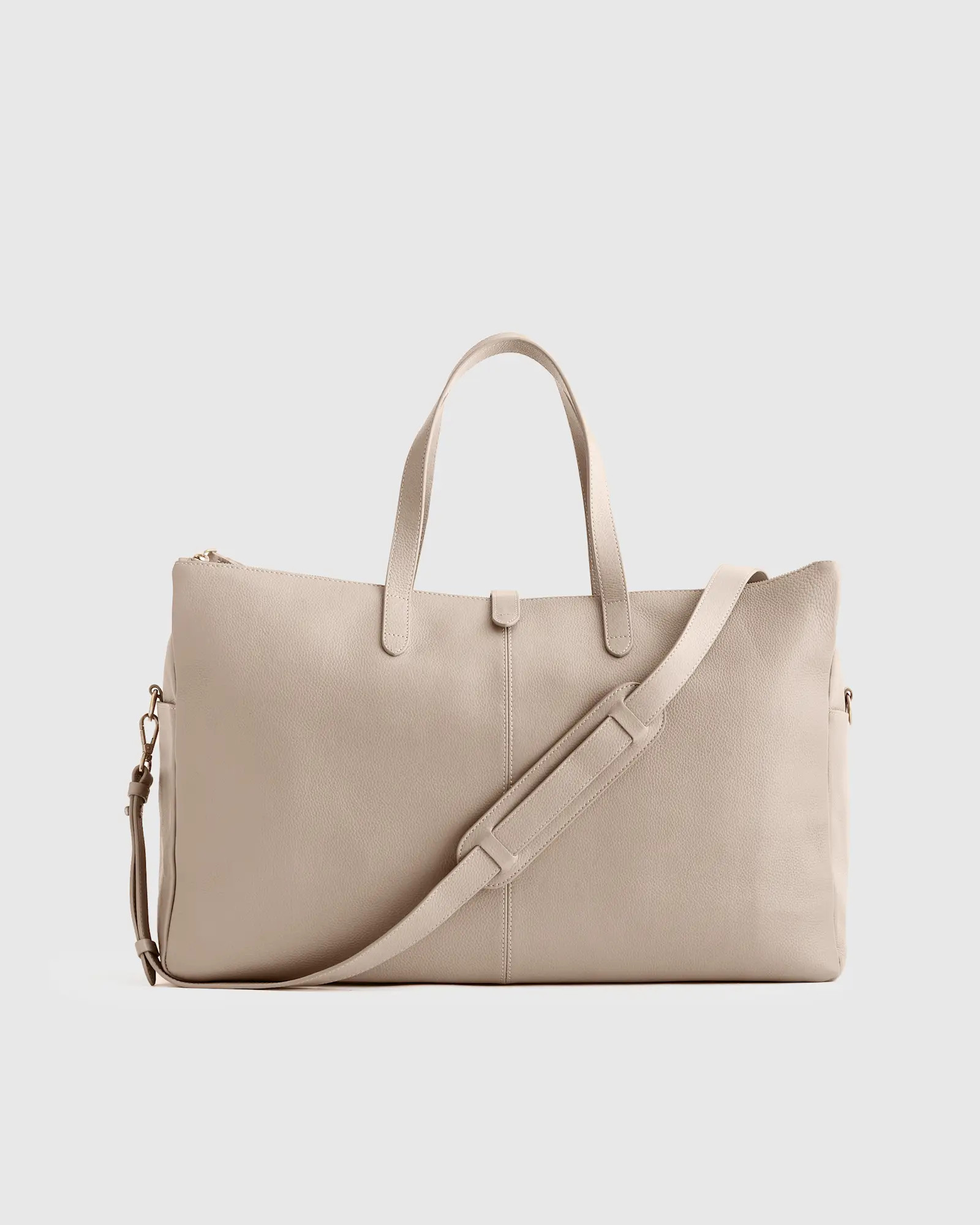 Italian Leather Triple Compartment Weekender in Taupe | Quince