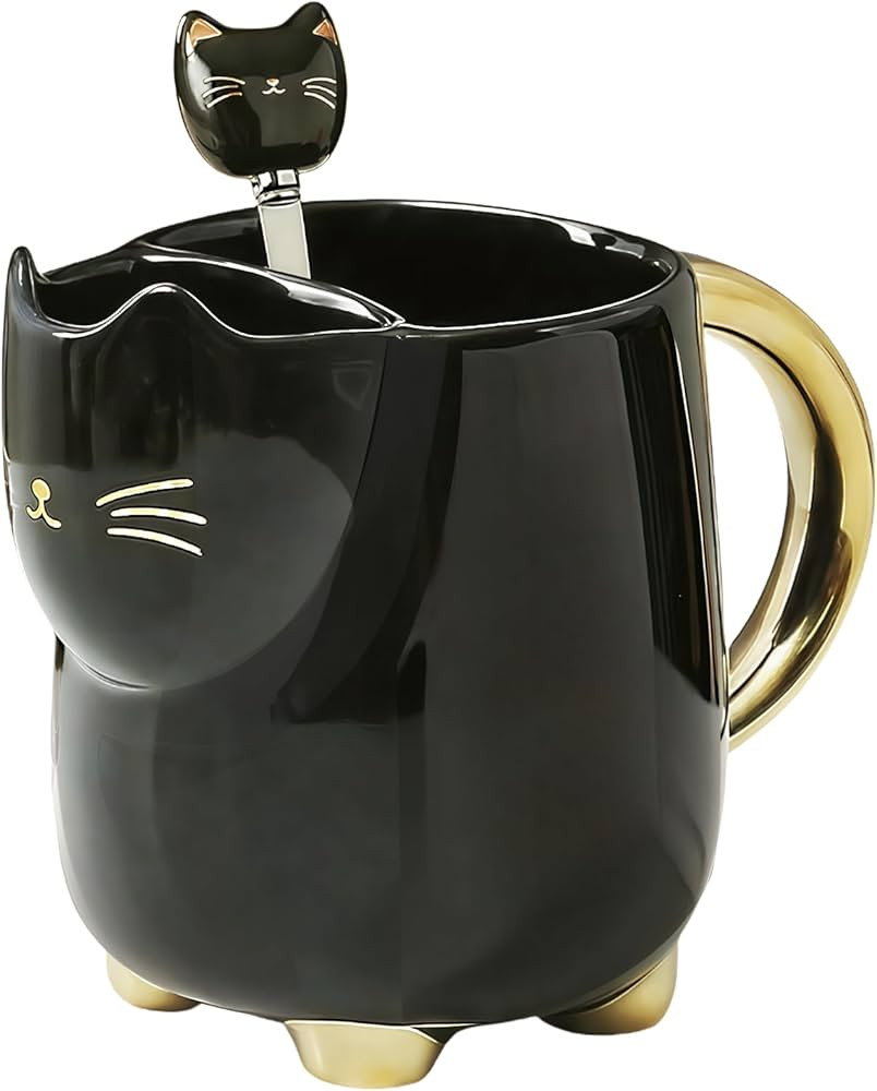 Christmas mugs Ceramic Cat Mug with Tea bag– 17oz Unique Coffee Cup with kitty Expression Desig... | Amazon (US)