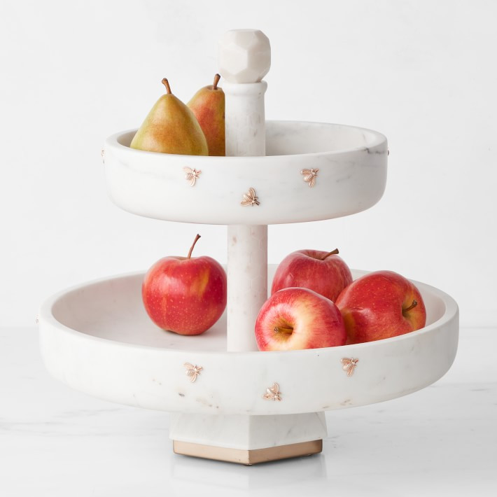 Williams Sonoma Honeycomb Marble Two Tier Fruit Bowl | Williams-Sonoma