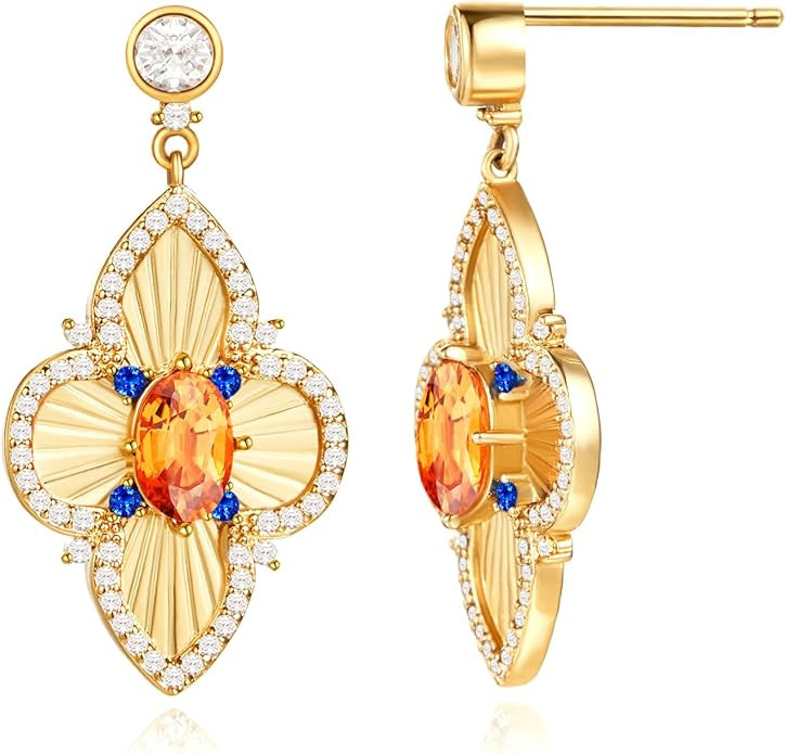 Cicy Bell Four Leaf Clover Dangle Earrings for Women Lucky 18k Gold Plated Cubic Zirconia Trendy ... | Amazon (US)