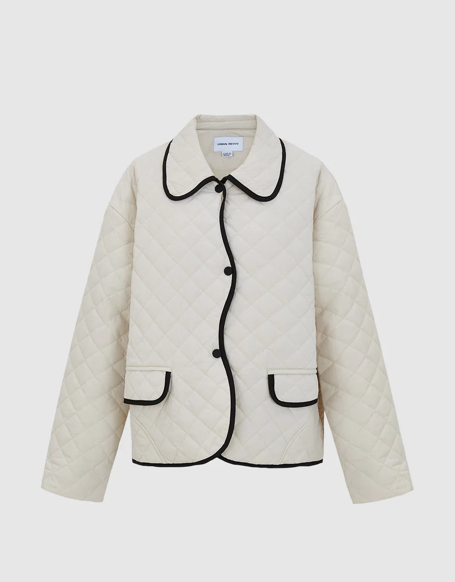 Contrast Trim Quilted Puffer Jacket | Urban Revivo