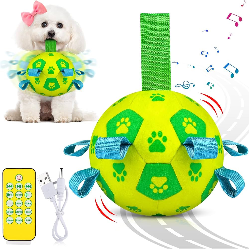 QDAN Interactive Dog Toys Soccer Ball - Bouncing Ball, Jumping Dog Balls with Recording and Music... | Amazon (US)