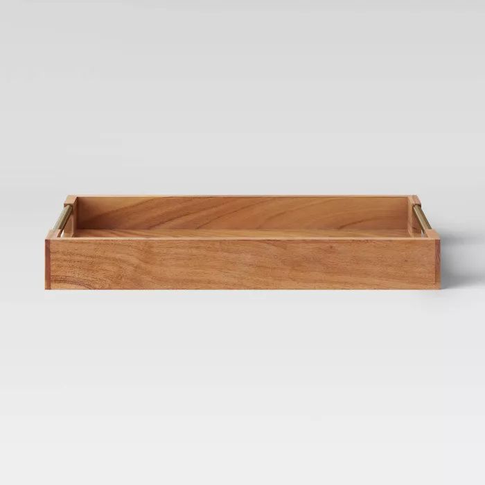 12" x 18" Wood Acacia Serving Tray with Brass Handles - Threshold™ | Target