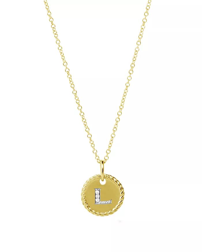 David Yurman Cable Collectibles Initial Pendant with Diamonds in Gold on Chain, 16-18" Jewelry & ... | Bloomingdale's (US)