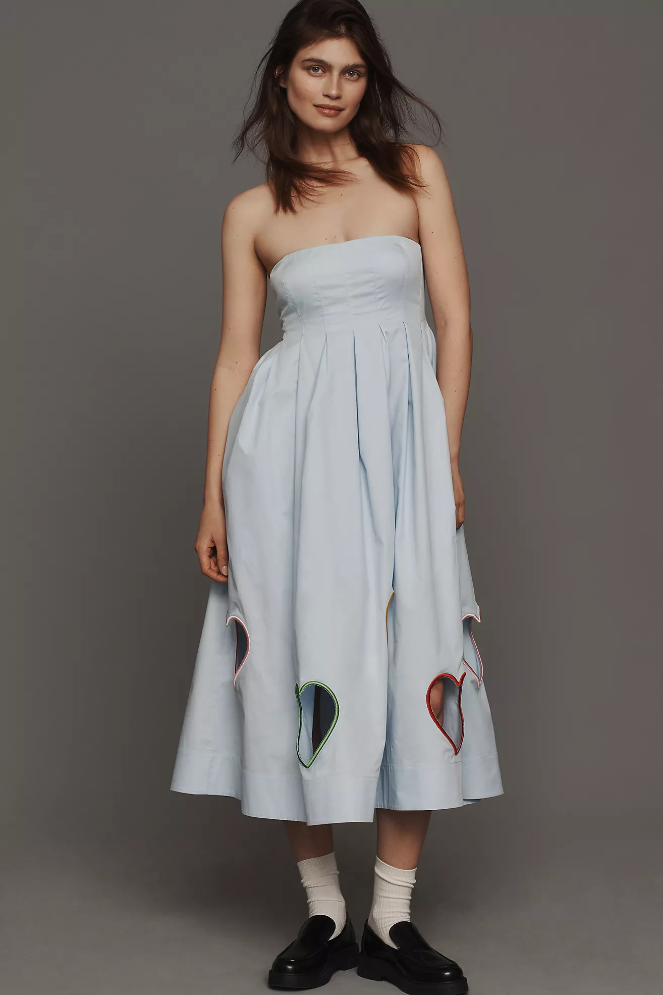 Mare Mare Strapless Cut-Out Hearts A-Line Midi Dress | Anthropologie (US)